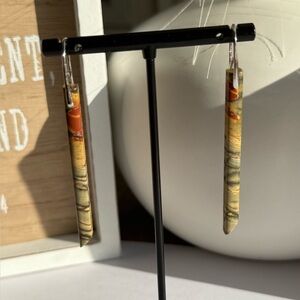Handcrafted Multicolor Picasso Jasper Sterling Silver Dangle Earrings